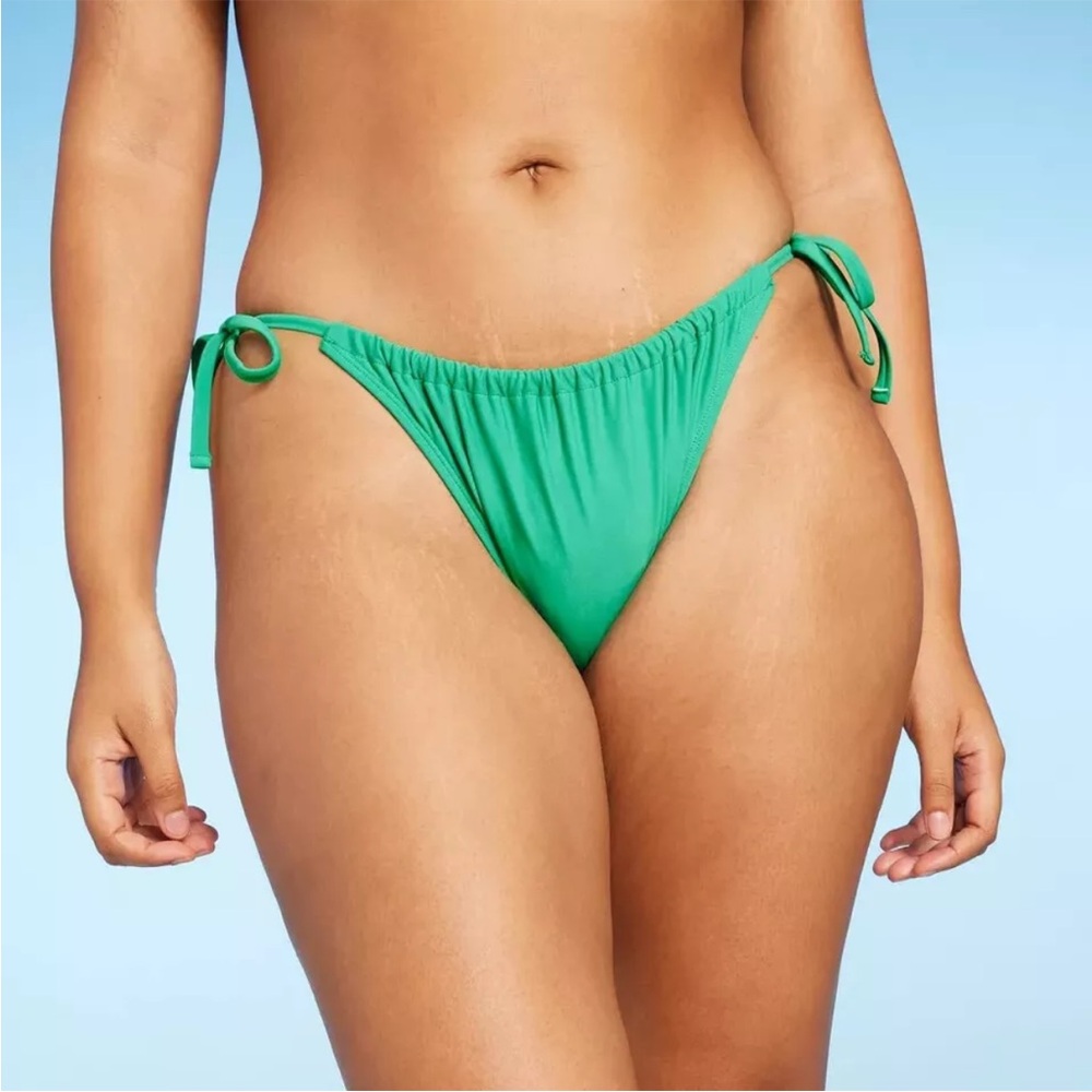 Women's Wild Fable Side-Tie Scoop Front Adjustable Bikini Bottom Green